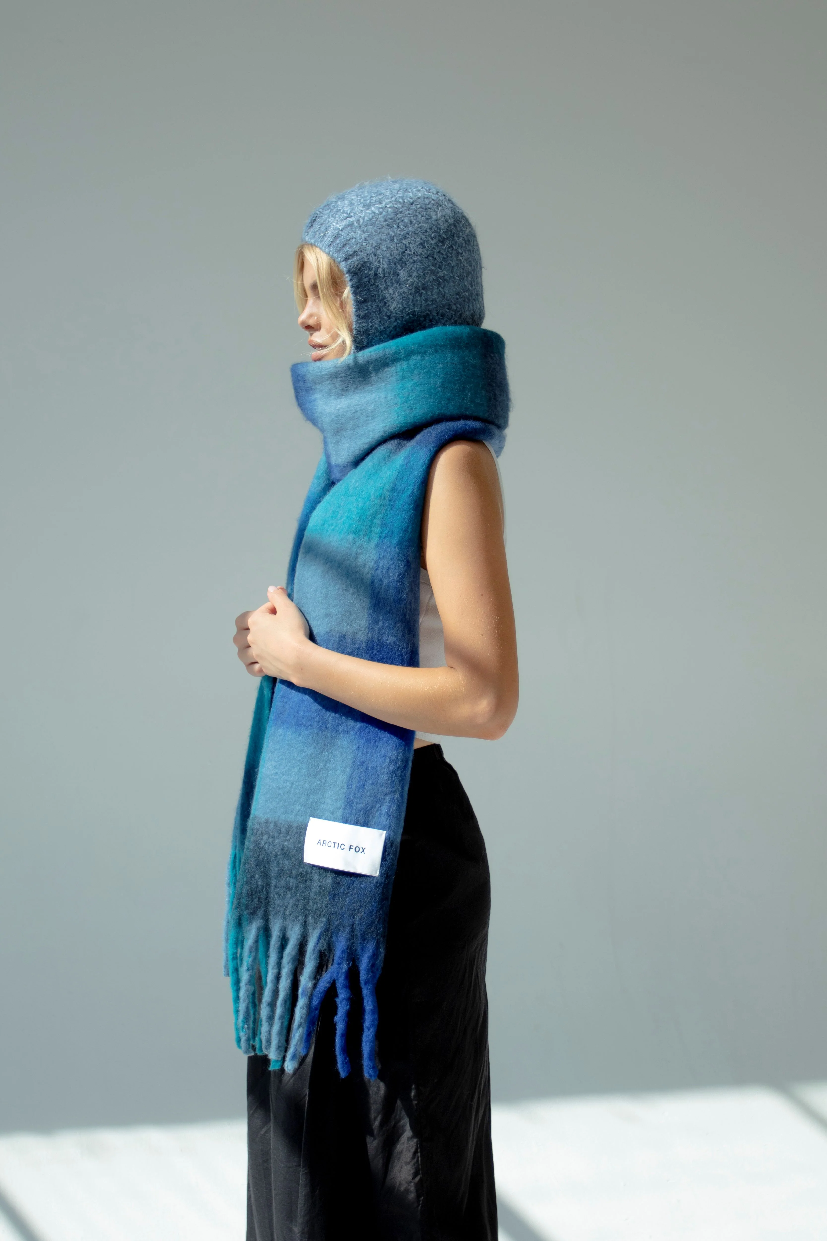 The Alpaca Balaclava Fitted Hood - Glacial Lake Blue - Image 4