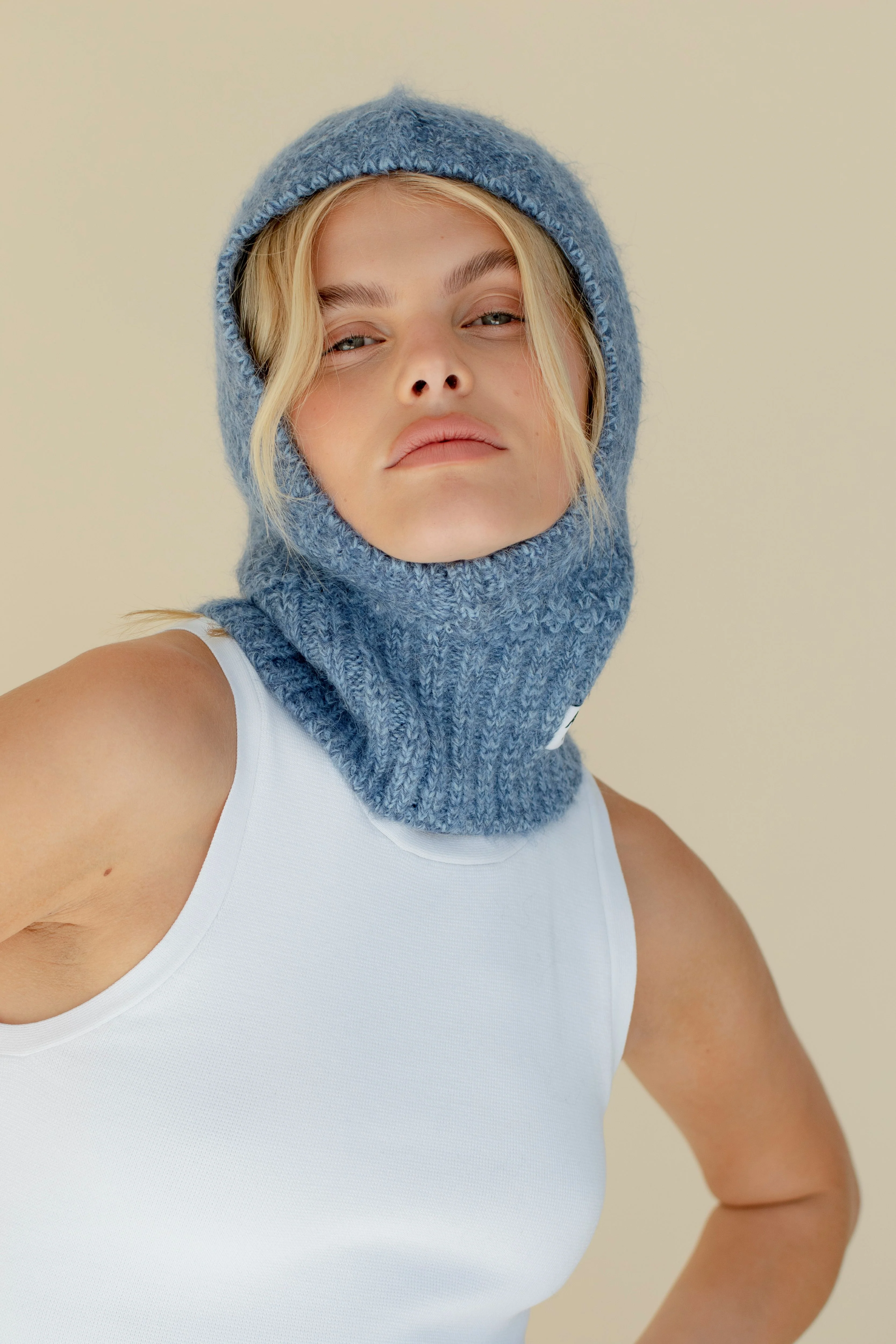 The Alpaca Balaclava Fitted Hood - Glacial Lake Blue - Image 6
