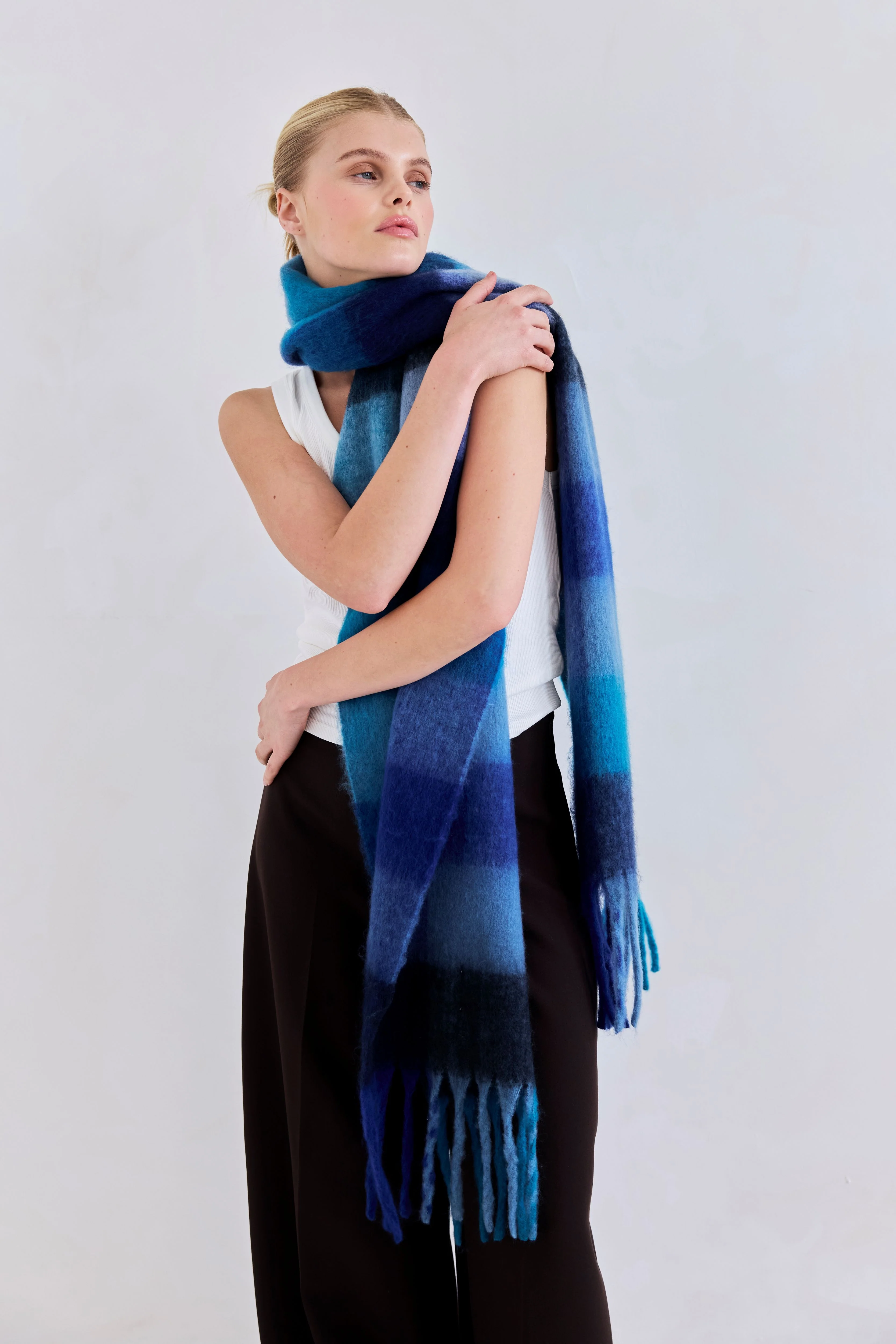 The Reykjavik Check Scarf - Frozen Tides - Image 3