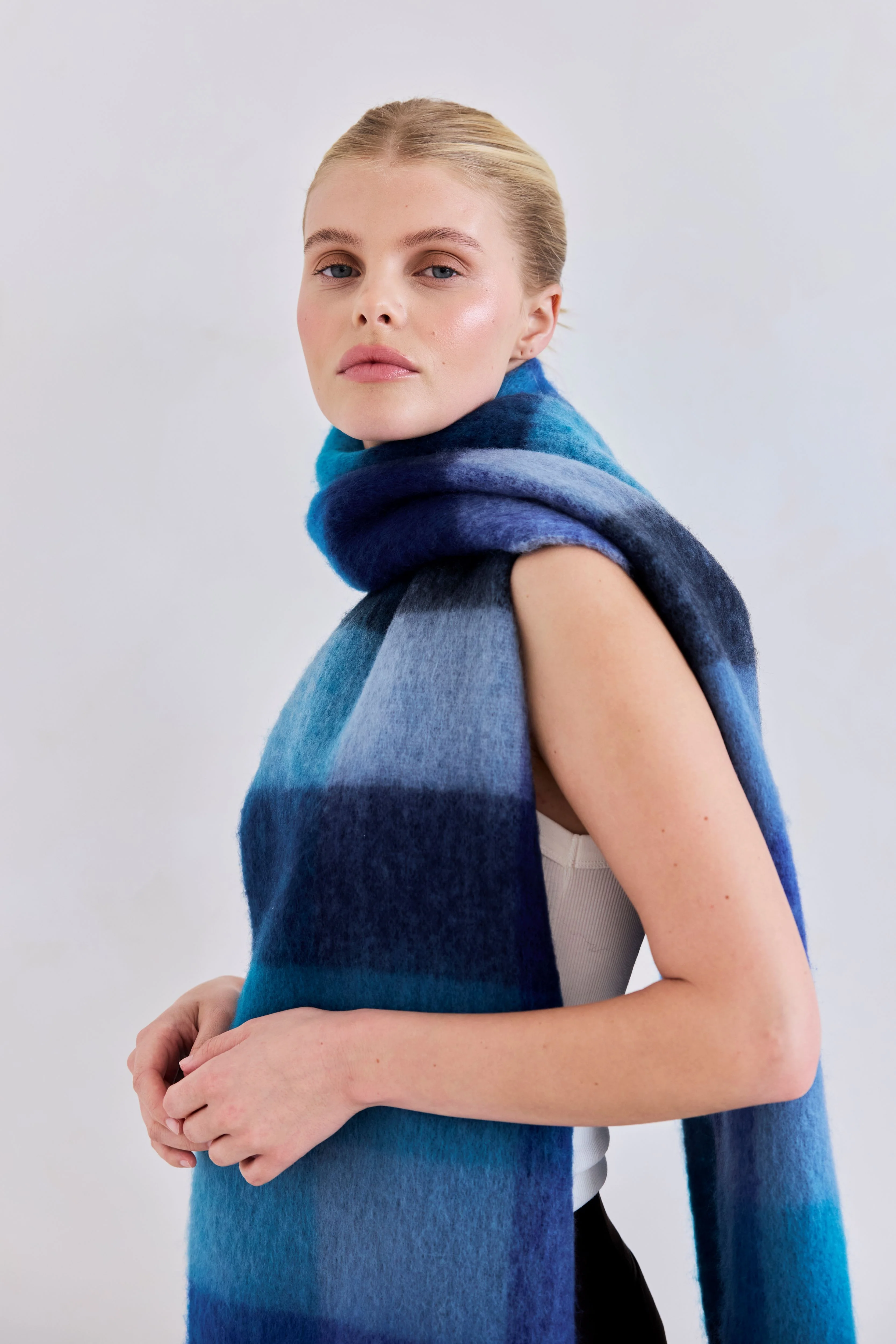 The Reykjavik Check Scarf - Frozen Tides - Image 4