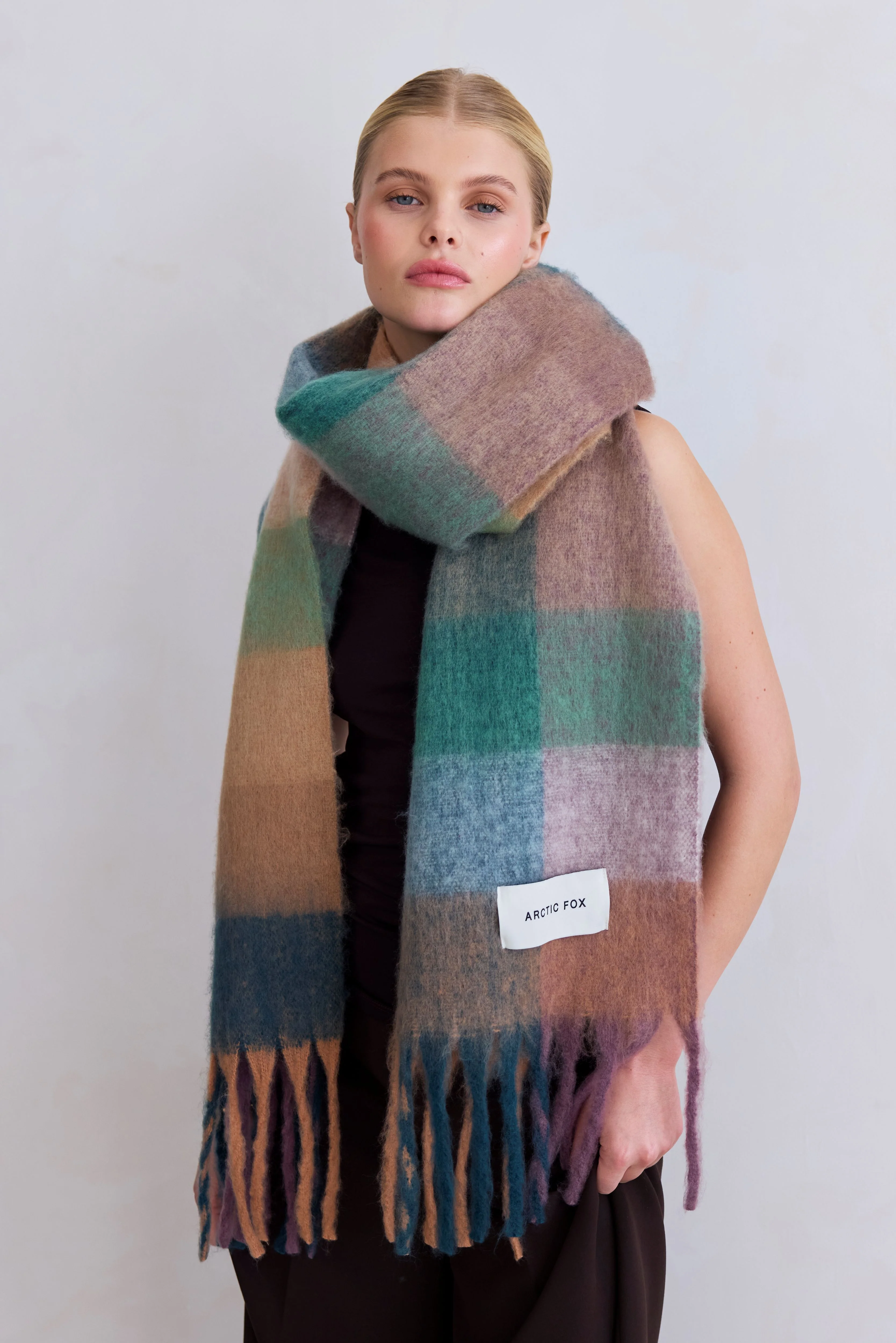 The Reykjavik Check Scarf - Dusky Lilac - Image 3