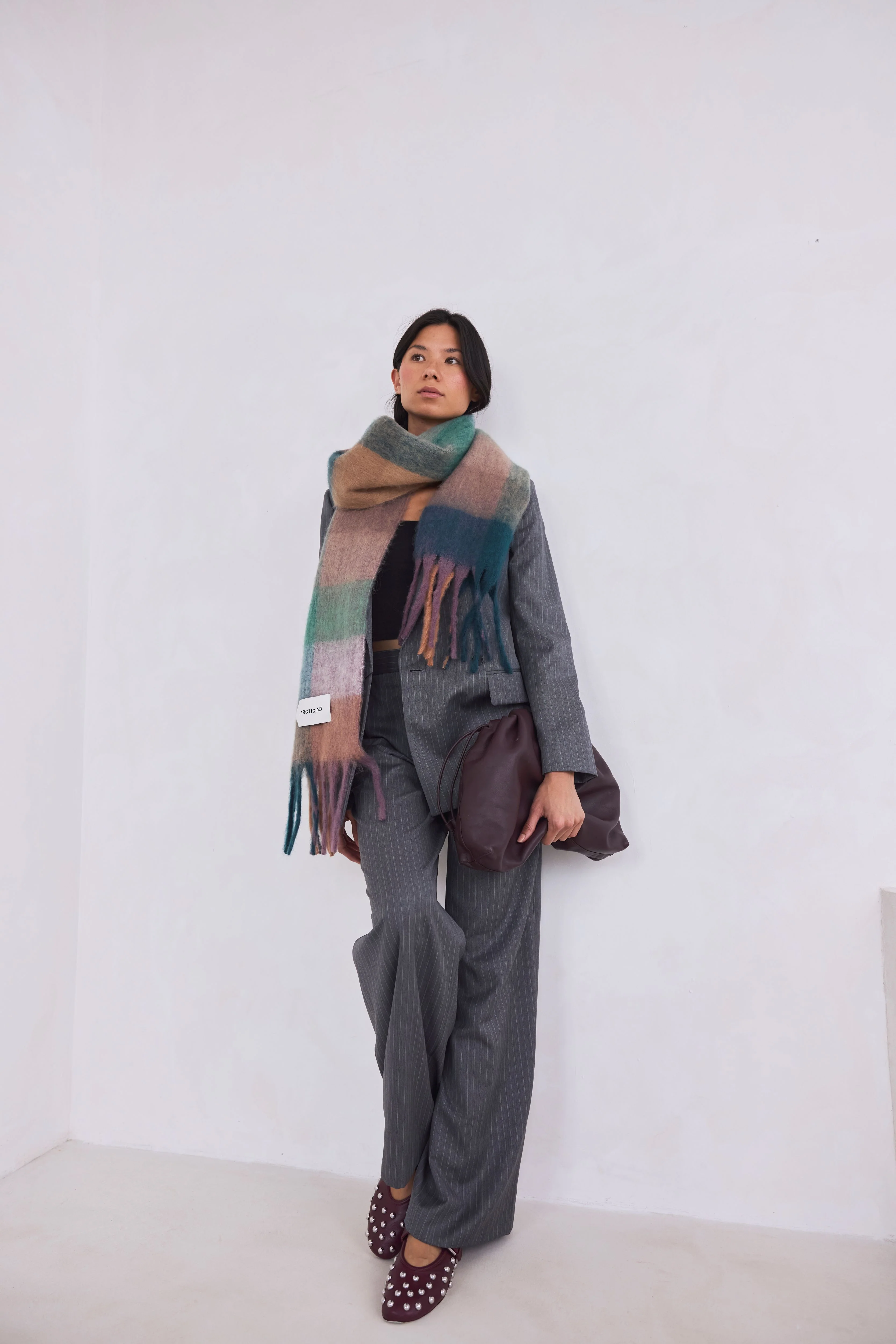 The Reykjavik Check Scarf - Dusky Lilac - Image 6
