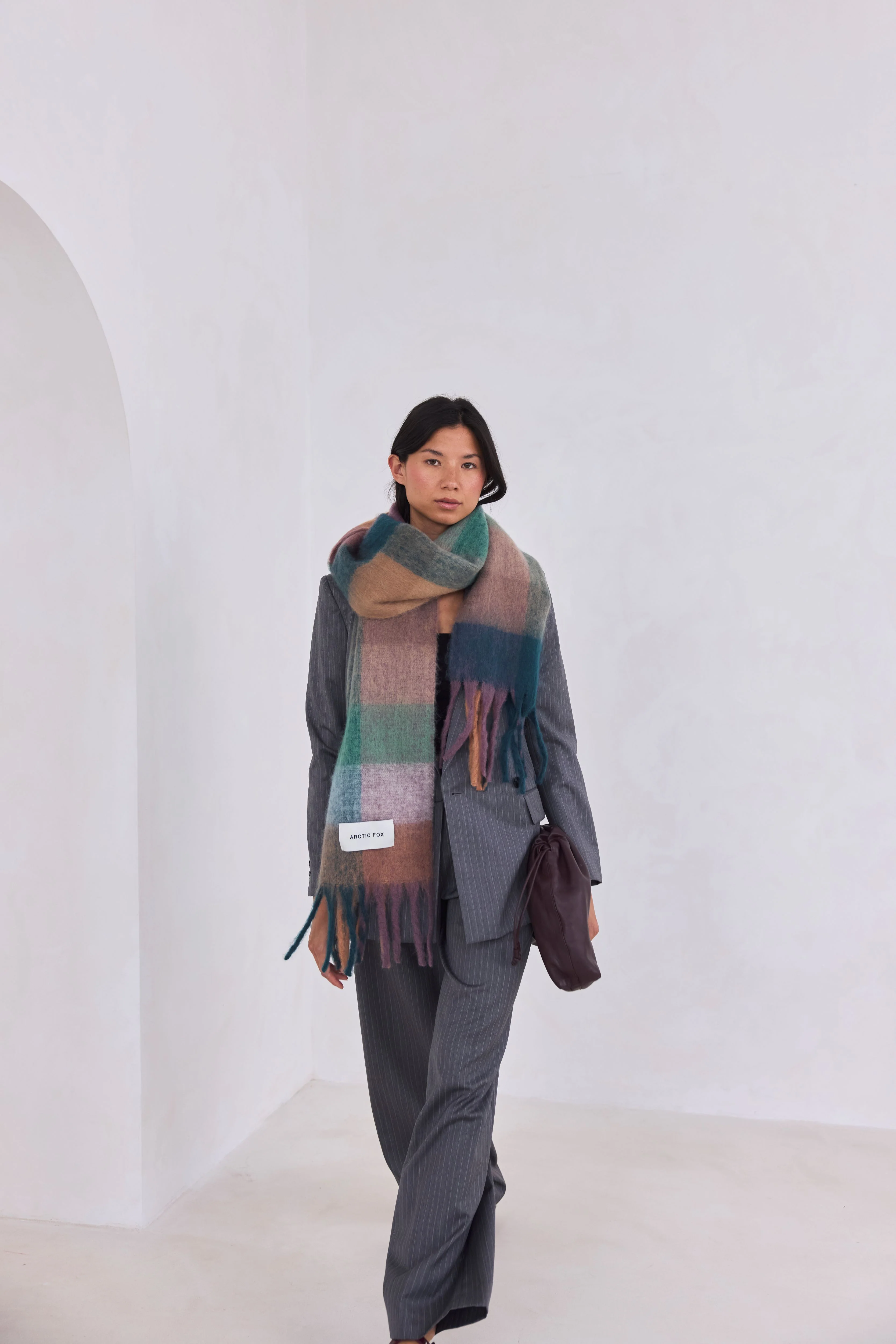 The Reykjavik Check Scarf - Dusky Lilac - Image 7