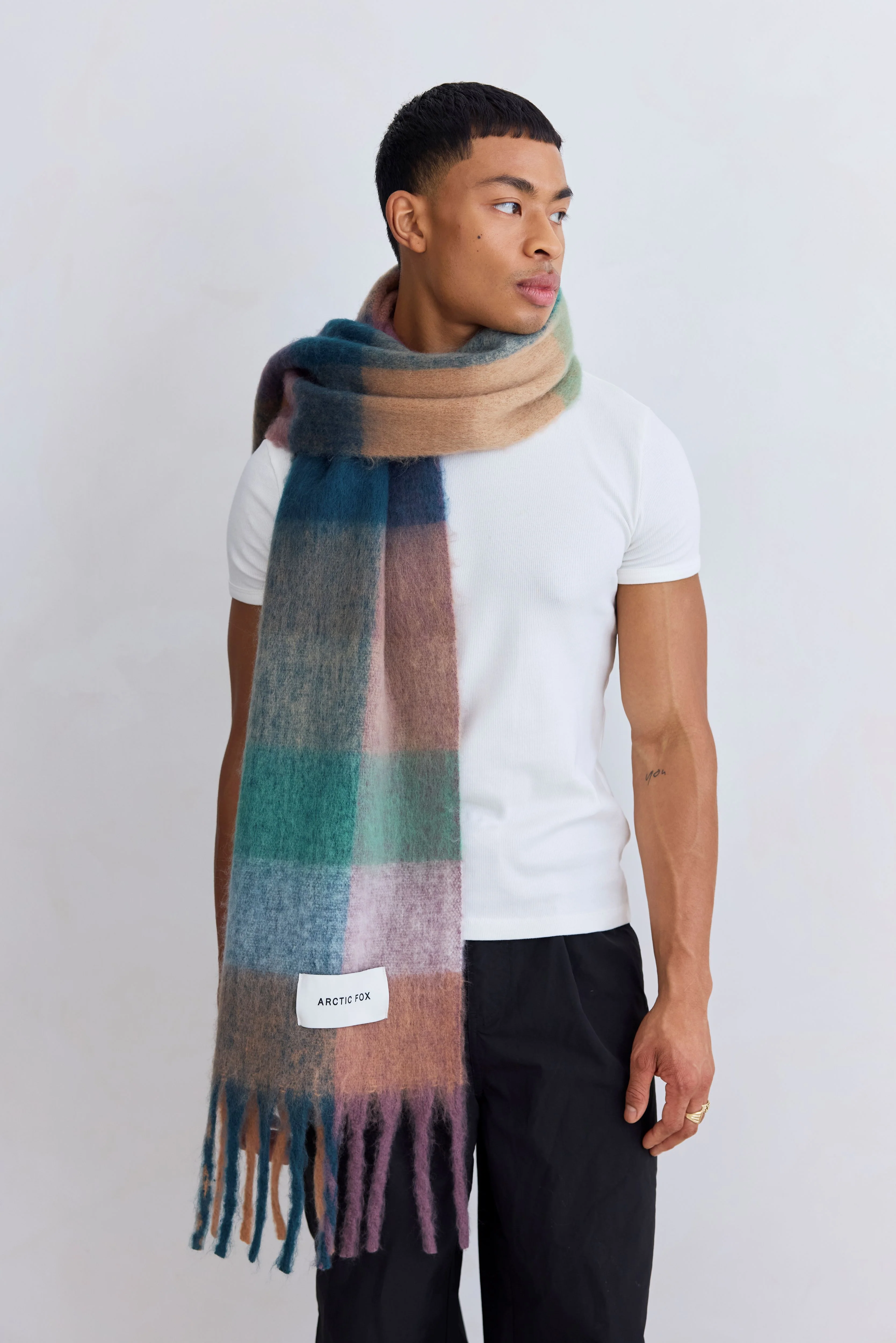 The Reykjavik Check Scarf - Dusky Lilac - Image 8