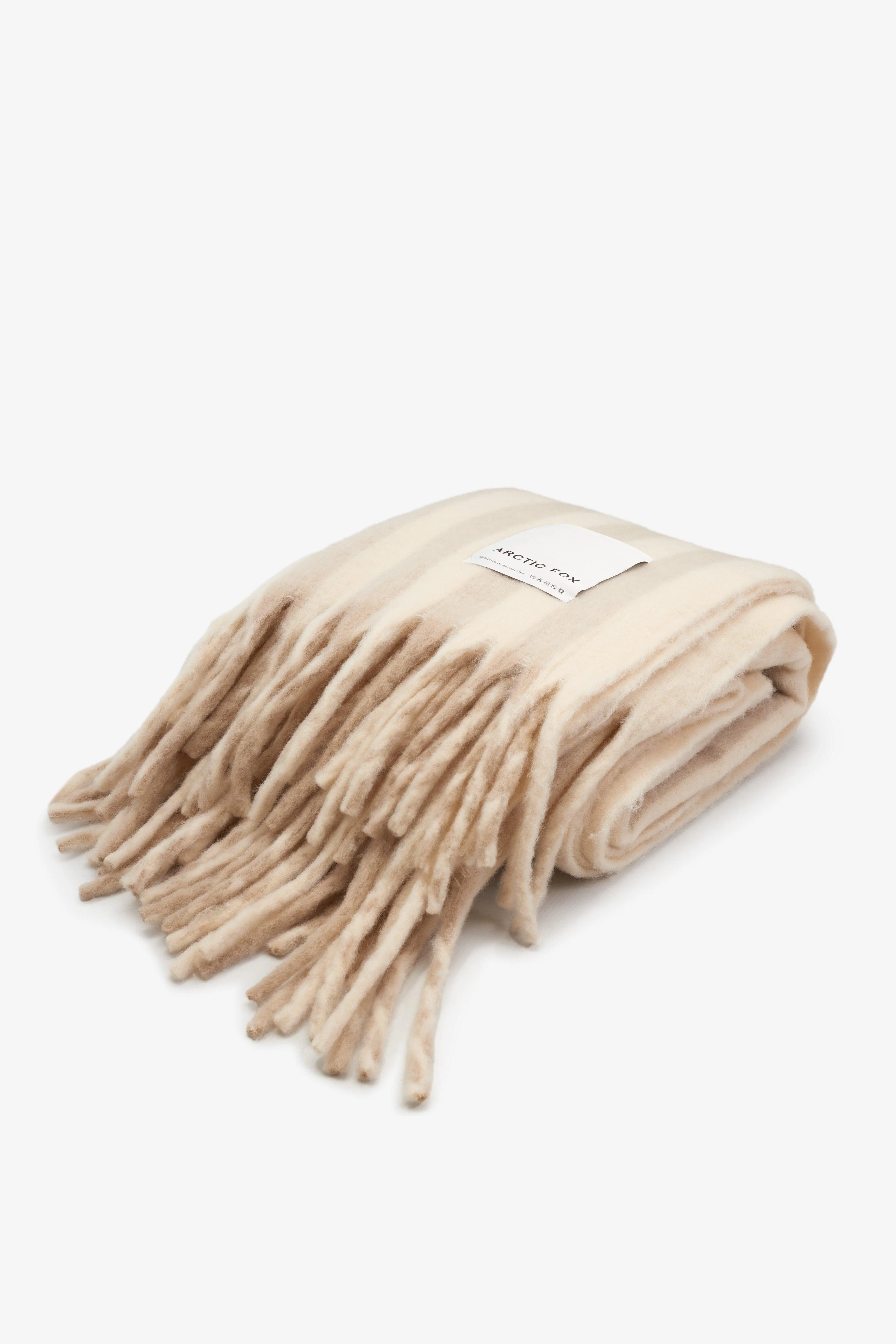 The Wool Stripe Throw - Pale Taupe Stripe - Image 3