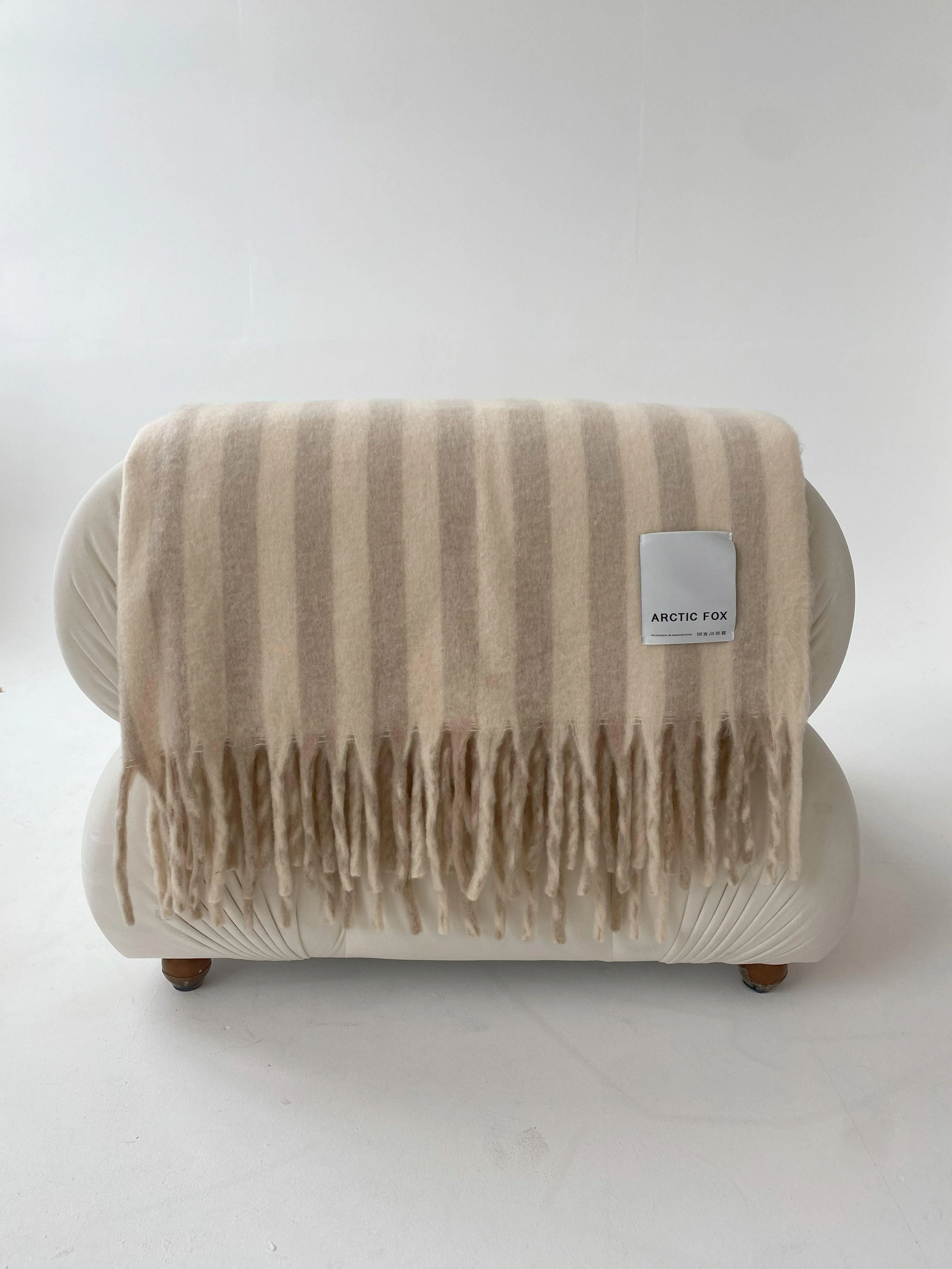 The Wool Stripe Throw - Pale Taupe Stripe - Image 7